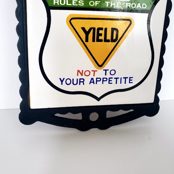 VTG Iron Kitchen Trivet Novelty Tile Wall Decor Retro Fun Joke Cottagecore Gift - Picture 3 of 8